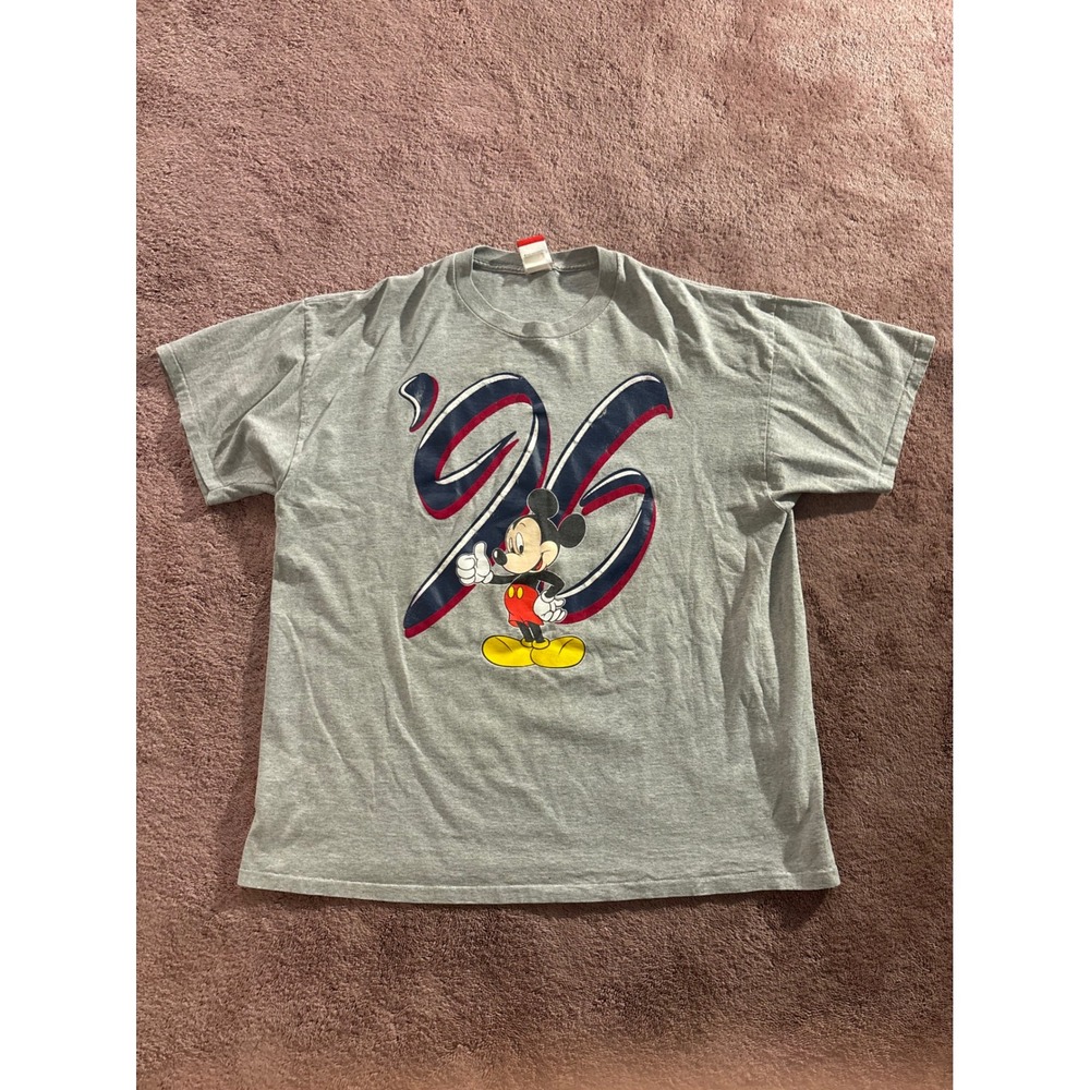 Mickey Inc Walt Disney World T-Shirt Gray Mickey Mouse 28 Spellout Graphic Tee